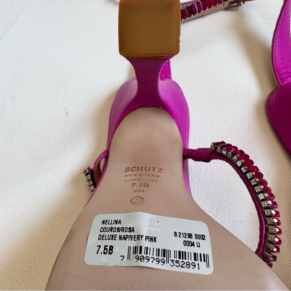 Schutz Nellina Leather Rhinestone Pumps Pink - Picture 7 of 10